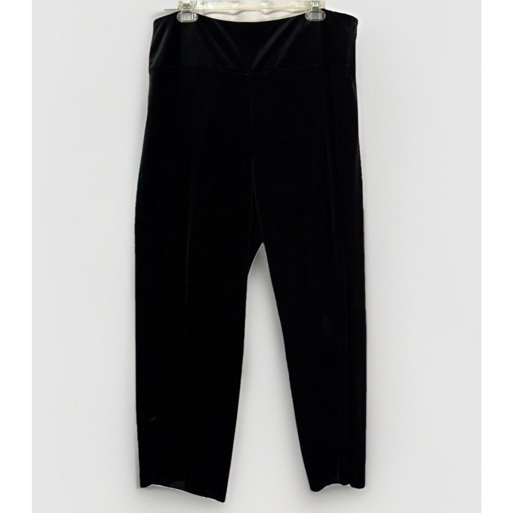 J Jill Black Wearever Collection Smooth-Fit Full Leg Trousers Pants Lg Velvet